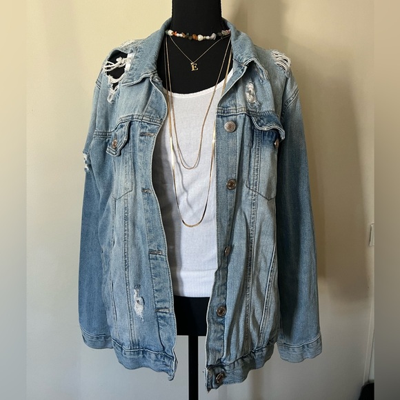 Distressed denim jacket. - Picture 3 of 4